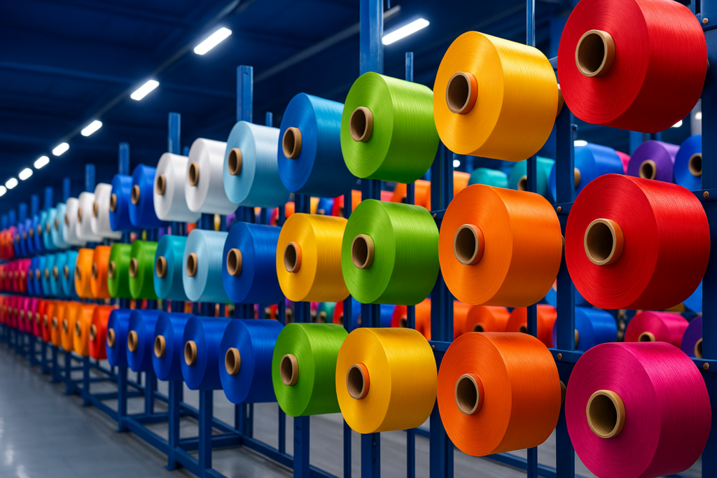 Renkli ERPOY polyester iplik bobinleri